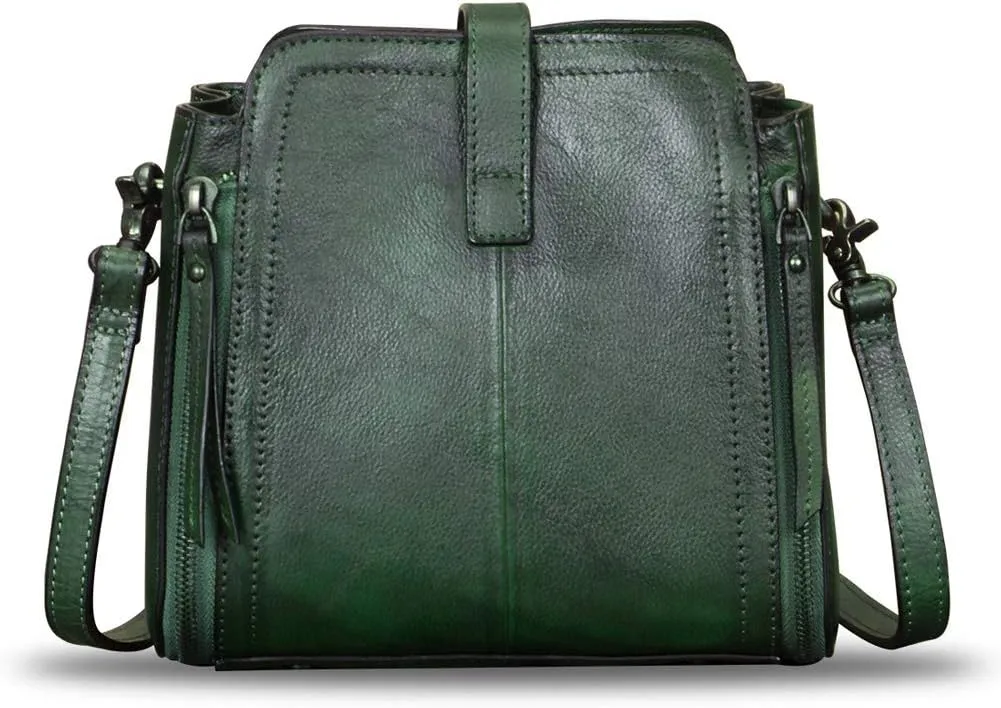 Genuine Leather Handbag for Women Vintage Handmade Satchel Crossbody Purse with Removable Top-Handle Strap