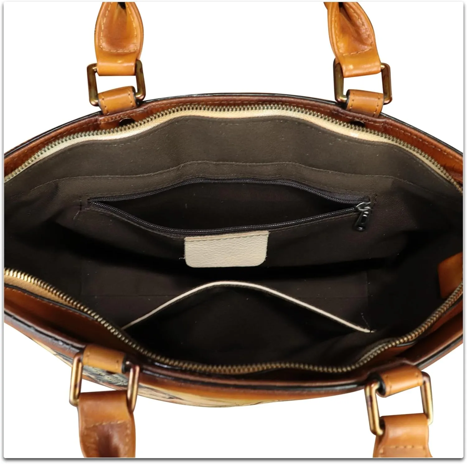 Genuine Leather Handbag Purse for Women Hand Painted Shoulder Handbag Handmade Purse Crossbody Work Tote Casual Bag