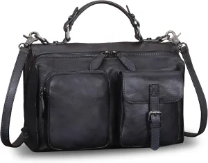 Genuine Leather Messenger Bag Satchel for Women Handmade Vintage Top Handle Crossbody Handbag Purses