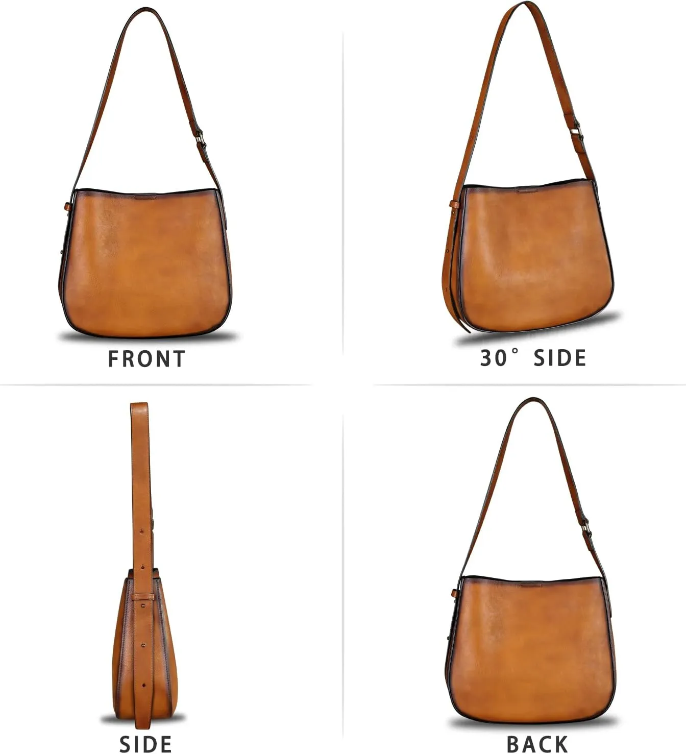 Genuine Leather Satchel Shoulder Bag for Women Vintage Handmade Handbag Retro Designer Hobo Bag Crossbody Pursee