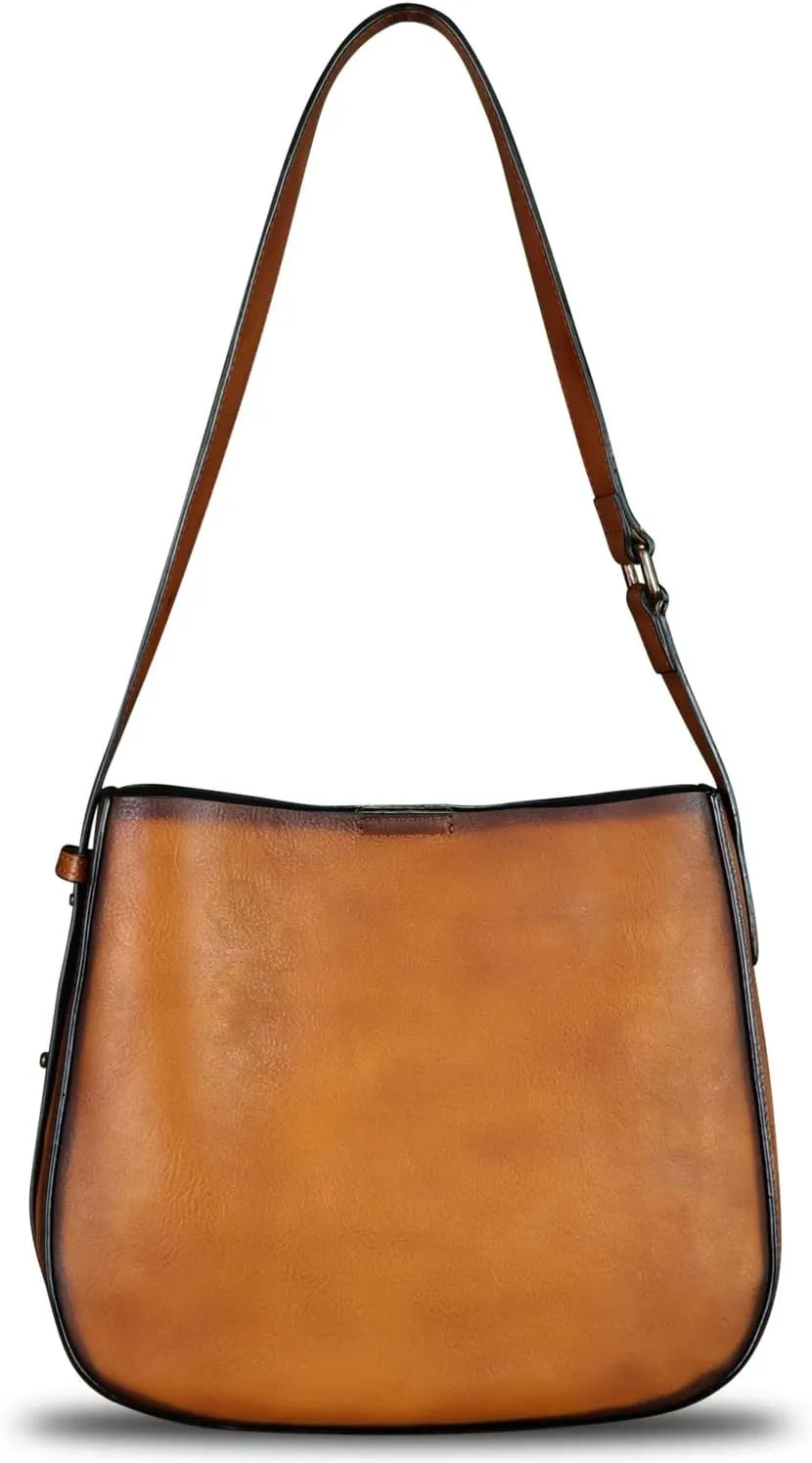 Genuine Leather Satchel Shoulder Bag for Women Vintage Handmade Handbag Retro Designer Hobo Bag Crossbody Pursee
