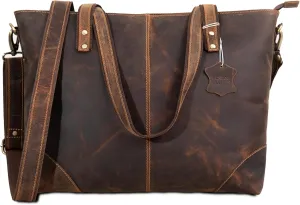 Genuine Leather Tote Bag For Women With Zipper - Premium Leather Handbag With Stylish Design For Everyday, Travel, Beach Bag With Straps - Buffalo Leather (17 x 5 x 11 Inches - Large)