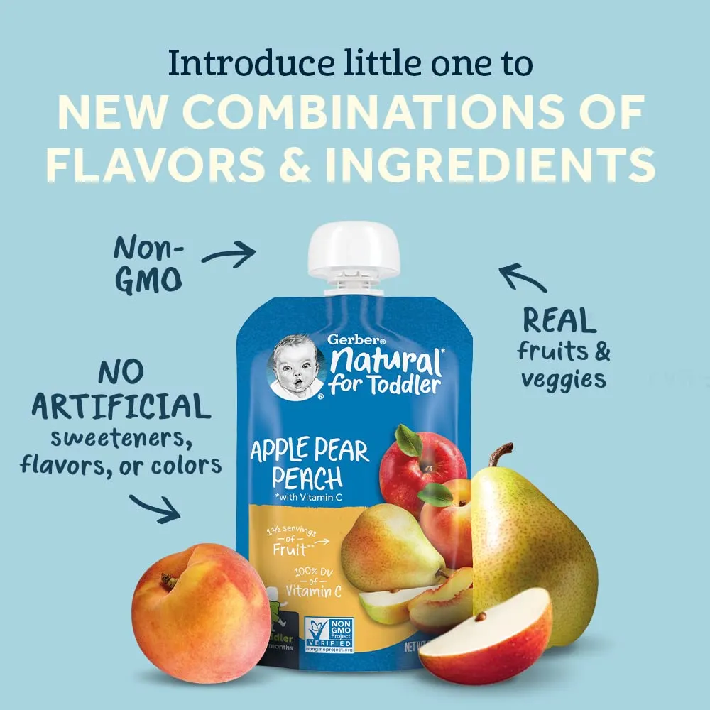 Gerber Baby Food Pouches, Toddler 12  Months, Fruit & Yogurt Strawberry Banana, 3.5 Ounce (Pack of 12)