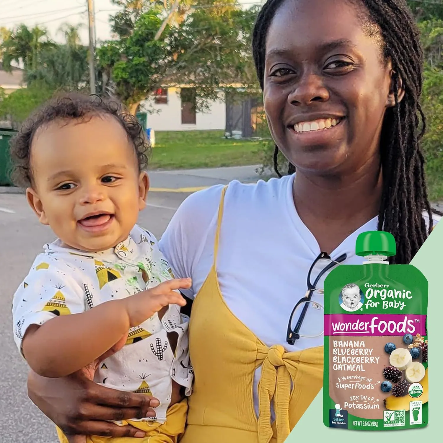 Gerber Organic Baby Food Pouches, 2nd Foods for Sitter, WonderFoods, Banana Blueberry Blackberry Oatmeal, 3.5 Ounce (Pack of 12)