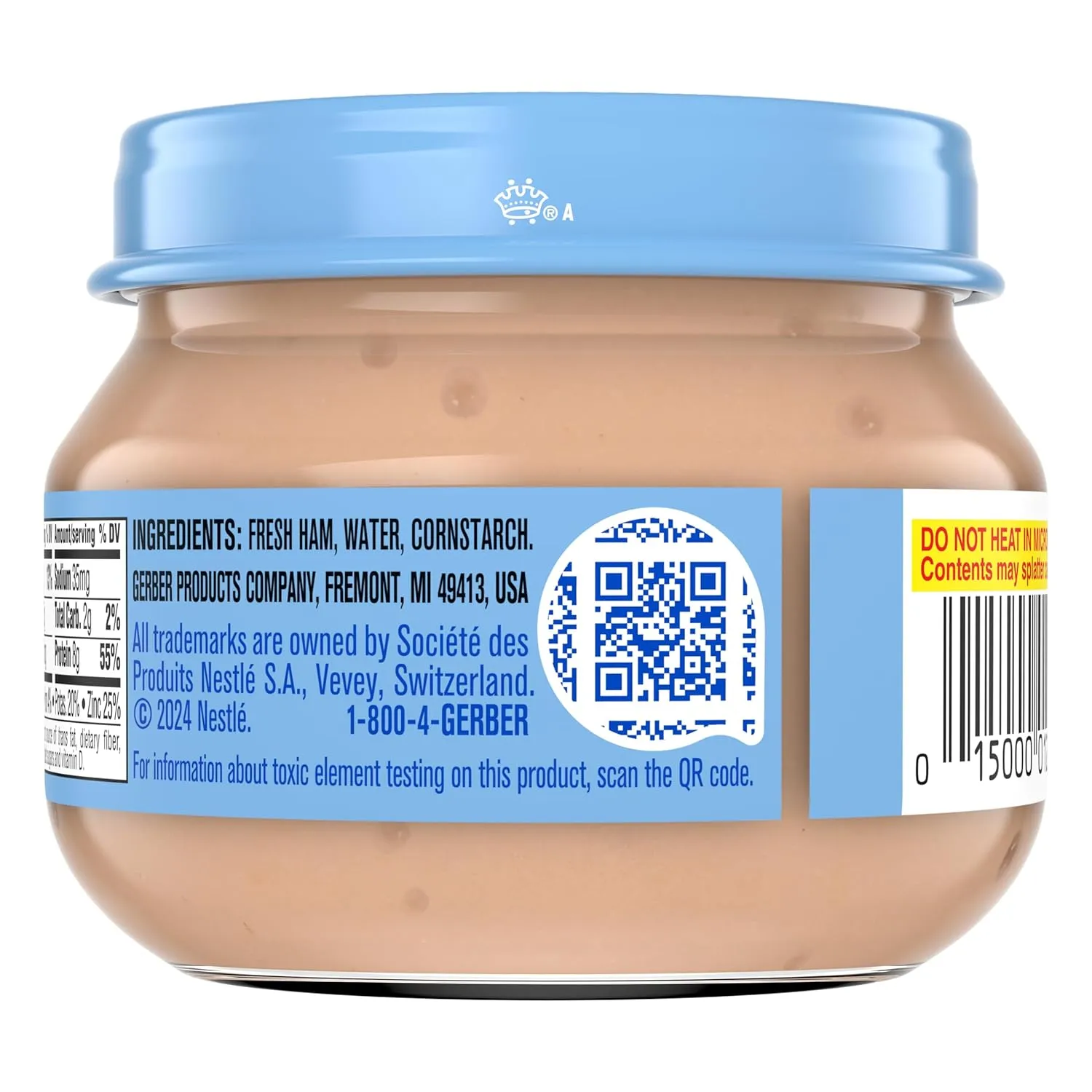 Gerber Stage 2 Baby Food, Ham and Gravy Jar, Baby Food Puree, Baby Mealtime, Baby Puree Jars Glass, 10-Pack