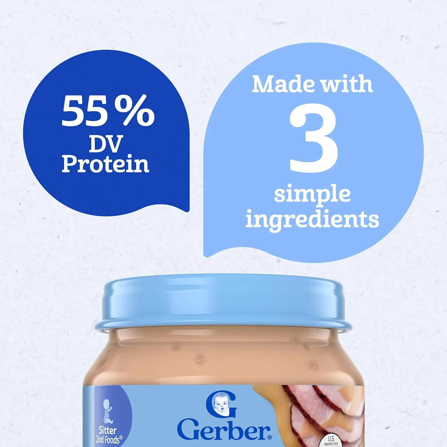 Gerber Stage 2 Baby Food, Ham and Gravy Jar, Baby Food Puree, Baby Mealtime, Baby Puree Jars Glass, 10-Pack