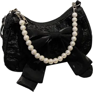 GORGLITTER Women's Bow Coquette Purse Sweet Pearl Shoulder Bag Evening Clutch Handbag Trendy 2025