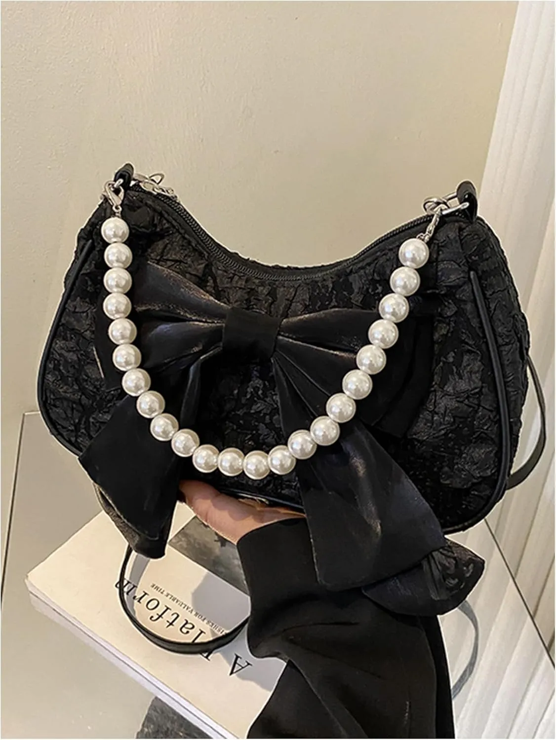GORGLITTER Women's Bow Coquette Purse Sweet Pearl Shoulder Bag Evening Clutch Handbag Trendy 2025