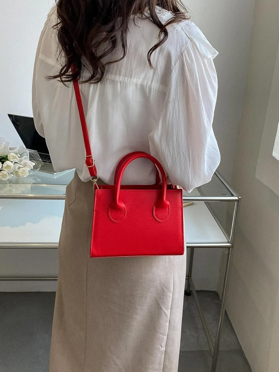 GORGLITTER Women's Small Crossbody Purse Double Handle Satchel Shoulder Bag Crossbody Square Bag Purse Handbag