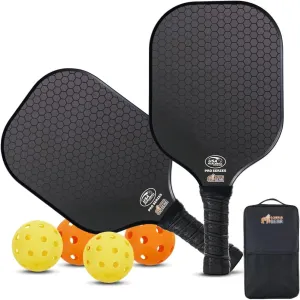 Gorilla Gear USAPA Approved Pickleball Starter Set, Fiberglass Paddles with Bag and Balls, Indoor Outdoor Court Use, Comfortable Racket Grip, Oversized Sweet Spot Pickle Ball Paddle for Men, Women