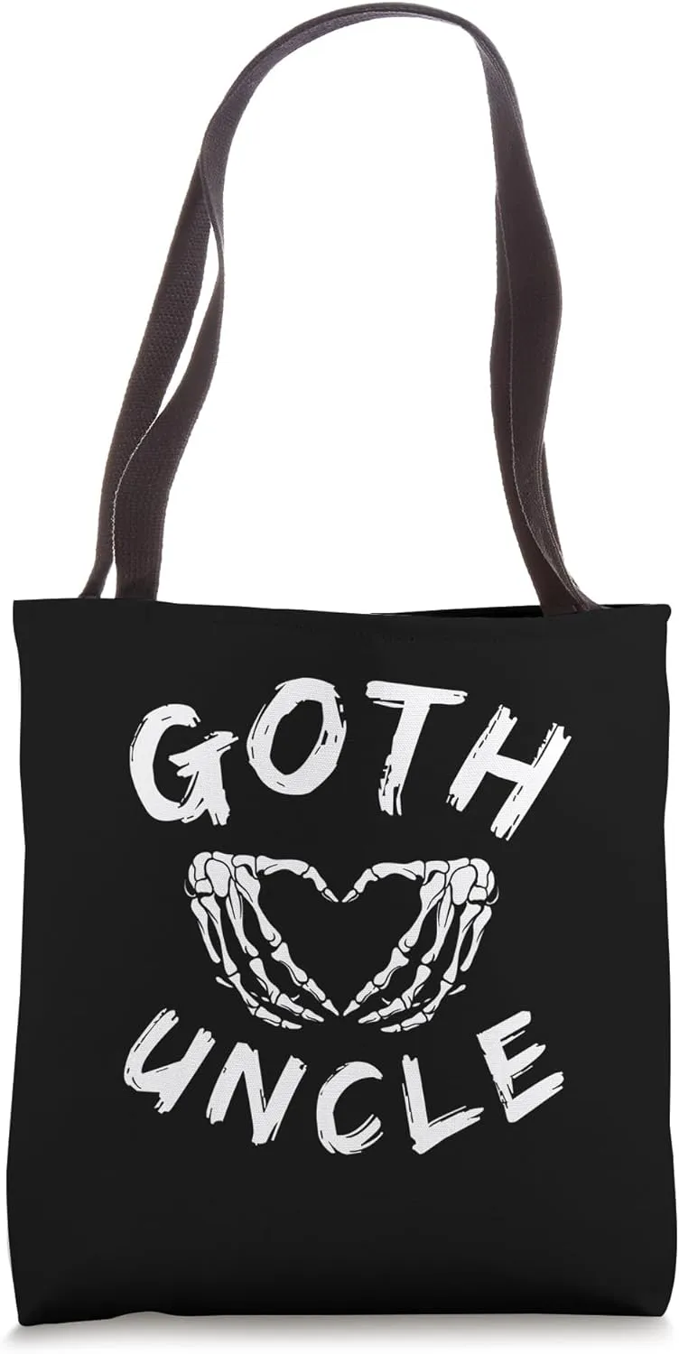 Goth Uncle Funny Emo Uncle Punk skeleton hand heart Tote Bag