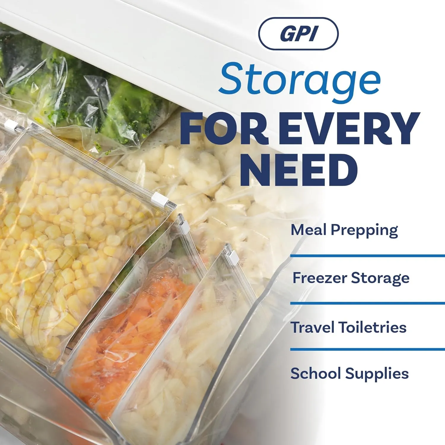 GPI - Slider Zip Food Storage Bags, 8" x 10" 3 Mil Heavy Duty, Strong & Durable For Freezer Storage, 200 Count