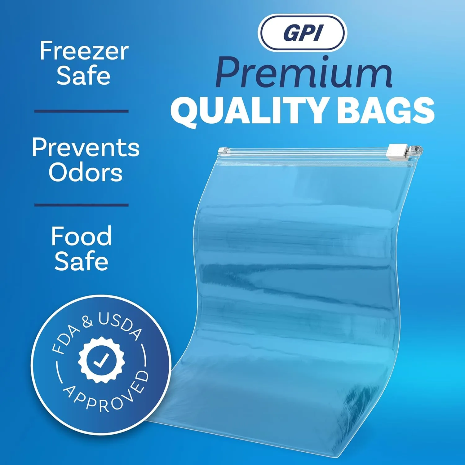GPI - Slider Zip Food Storage Bags, 8" x 10" 3 Mil Heavy Duty, Strong & Durable For Freezer Storage, 200 Count