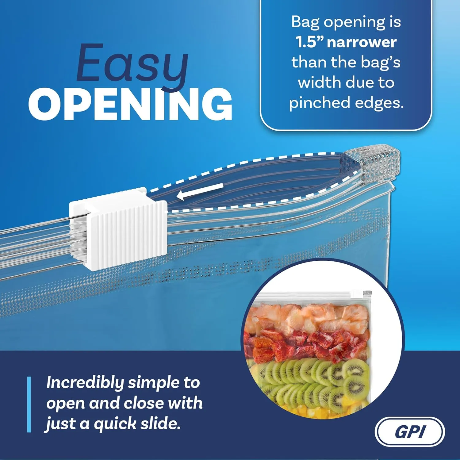 GPI - Slider Zip Food Storage Bags, 8" x 10" 3 Mil Heavy Duty, Strong & Durable For Freezer Storage, 200 Count