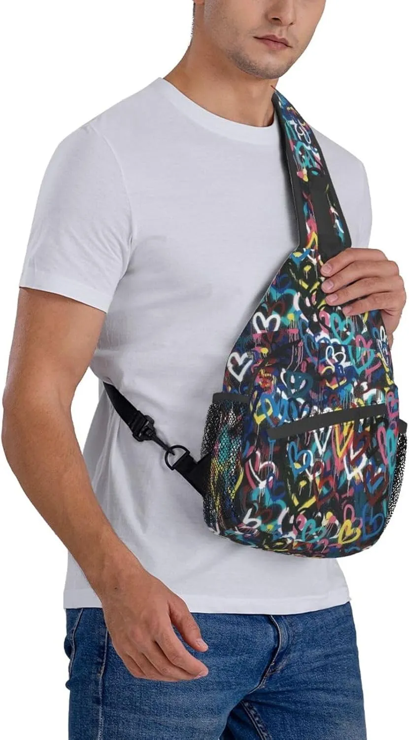 Graffiti Shoulder Bag Funny Sling Backpack Daypack Casual Backpack Hiking Bag Cool Backpack Bag