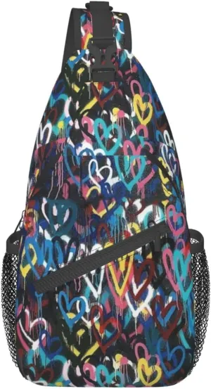 Graffiti Shoulder Bag Funny Sling Backpack Daypack Casual Backpack Hiking Bag Cool Backpack Bag