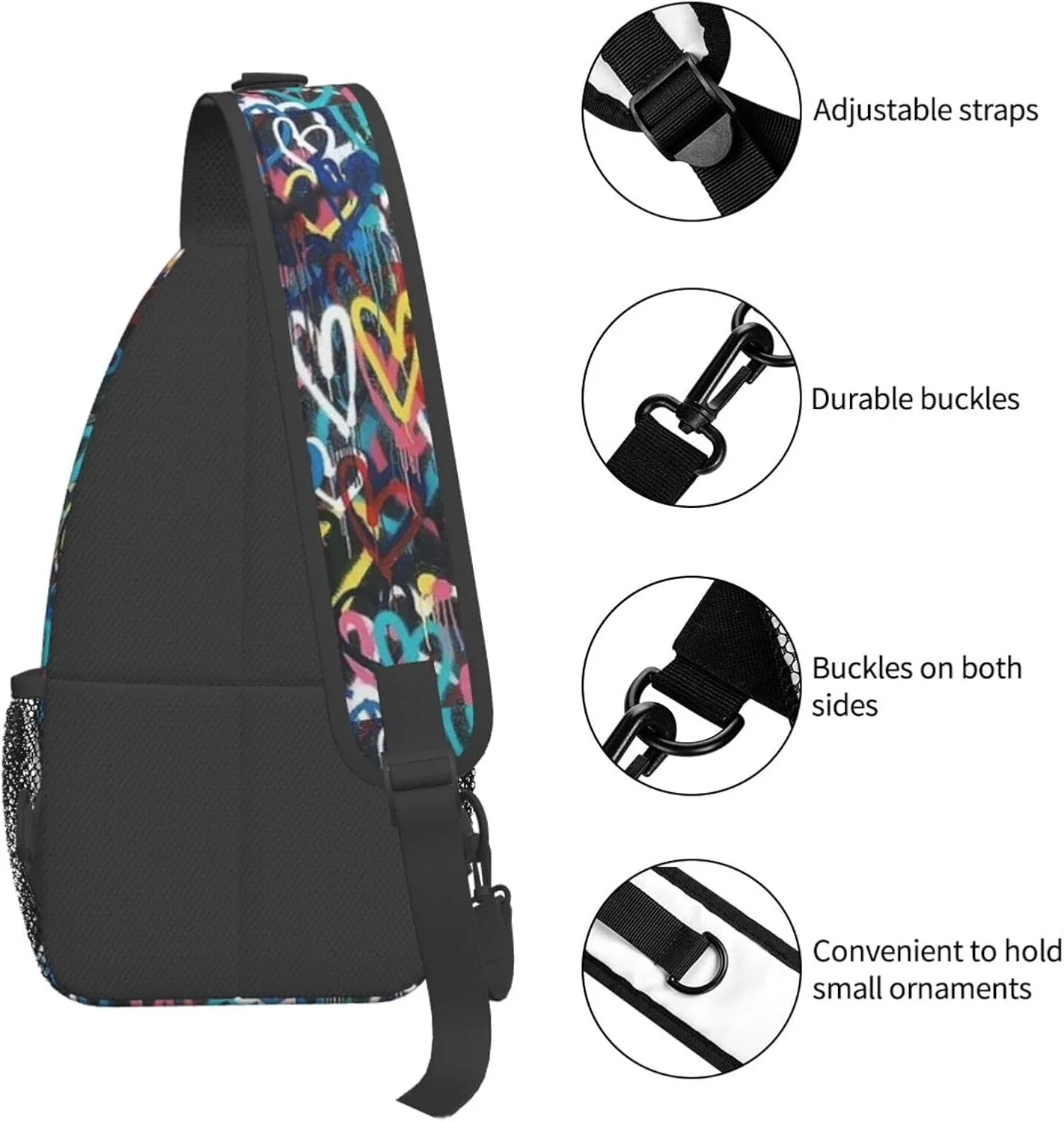 Graffiti Shoulder Bag Funny Sling Backpack Daypack Casual Backpack Hiking Bag Cool Backpack Bag