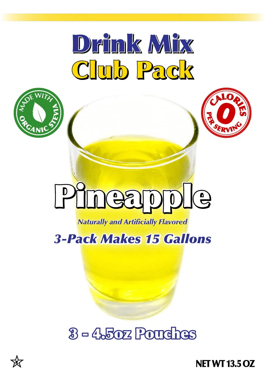GramZero Pineapple Zero Calorie Sugar Free Drink Mix, Great For Nutrition Club Loaded Teas, Stevia Sweetened