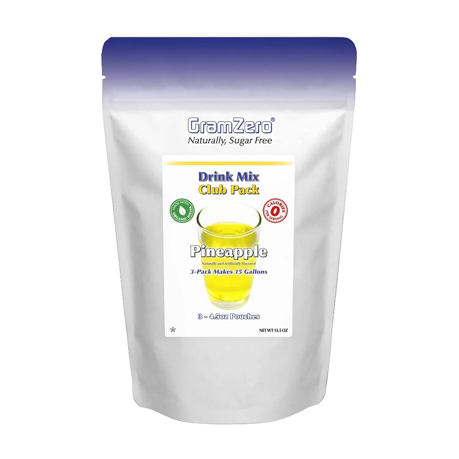 GramZero Pineapple Zero Calorie Sugar Free Drink Mix, Great For Nutrition Club Loaded Teas, Stevia Sweetened