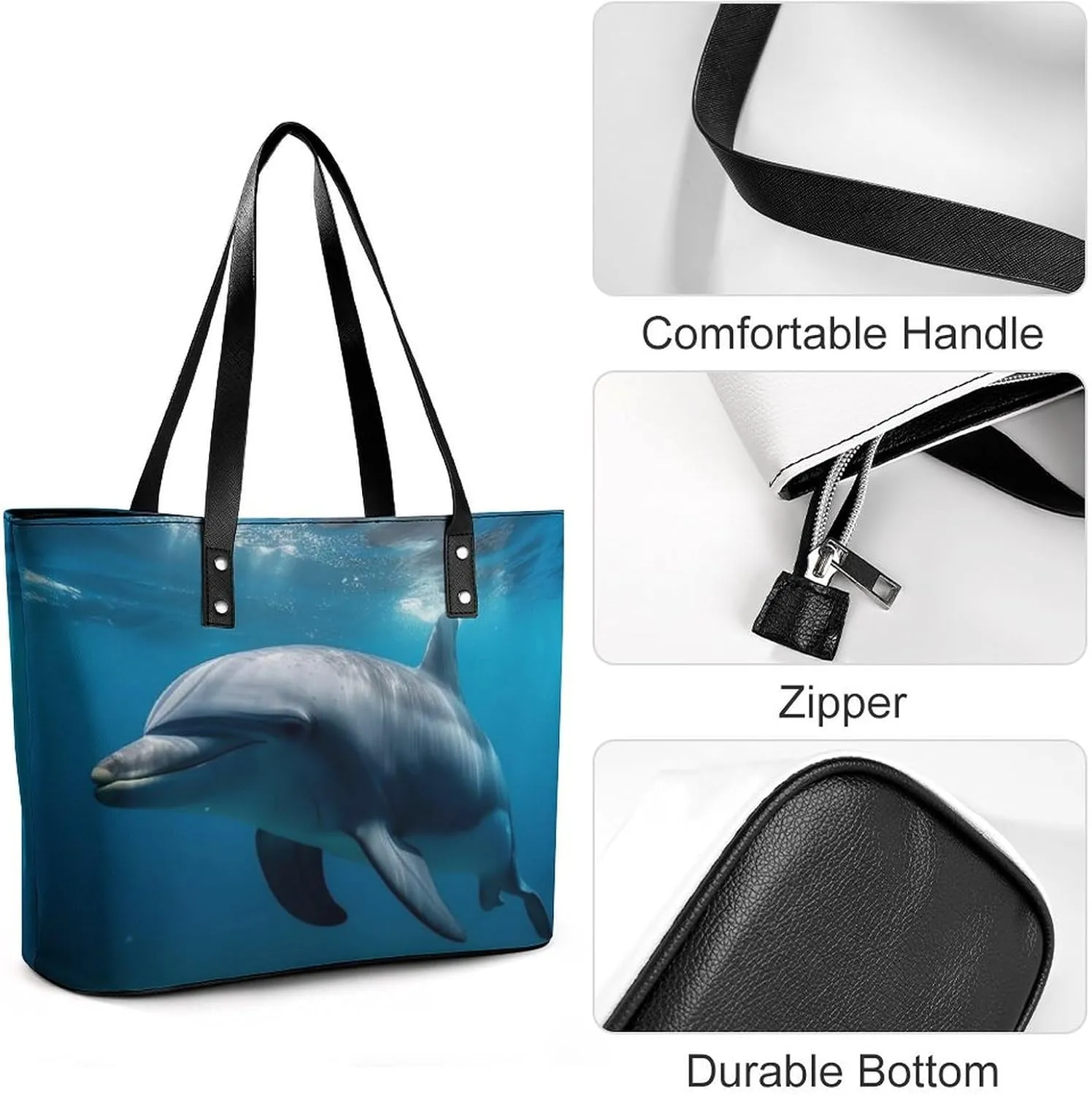 Gray Leather Bag Purse Handbag for Women Top Handle Satchel Shoulder with Zipper Tote Bags Large