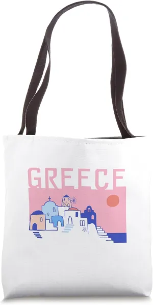 Greece Travel Santorini Old Town Traditional Architect Retro Tote Bag