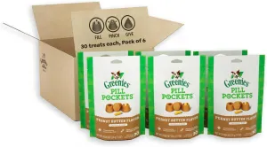 Greenies Pill Pockets for Dogs Large Size, Soft Dog Treats, Real Peanut Butter Flavor, (6) 7.9 oz. Pouches (180 Treats Total)