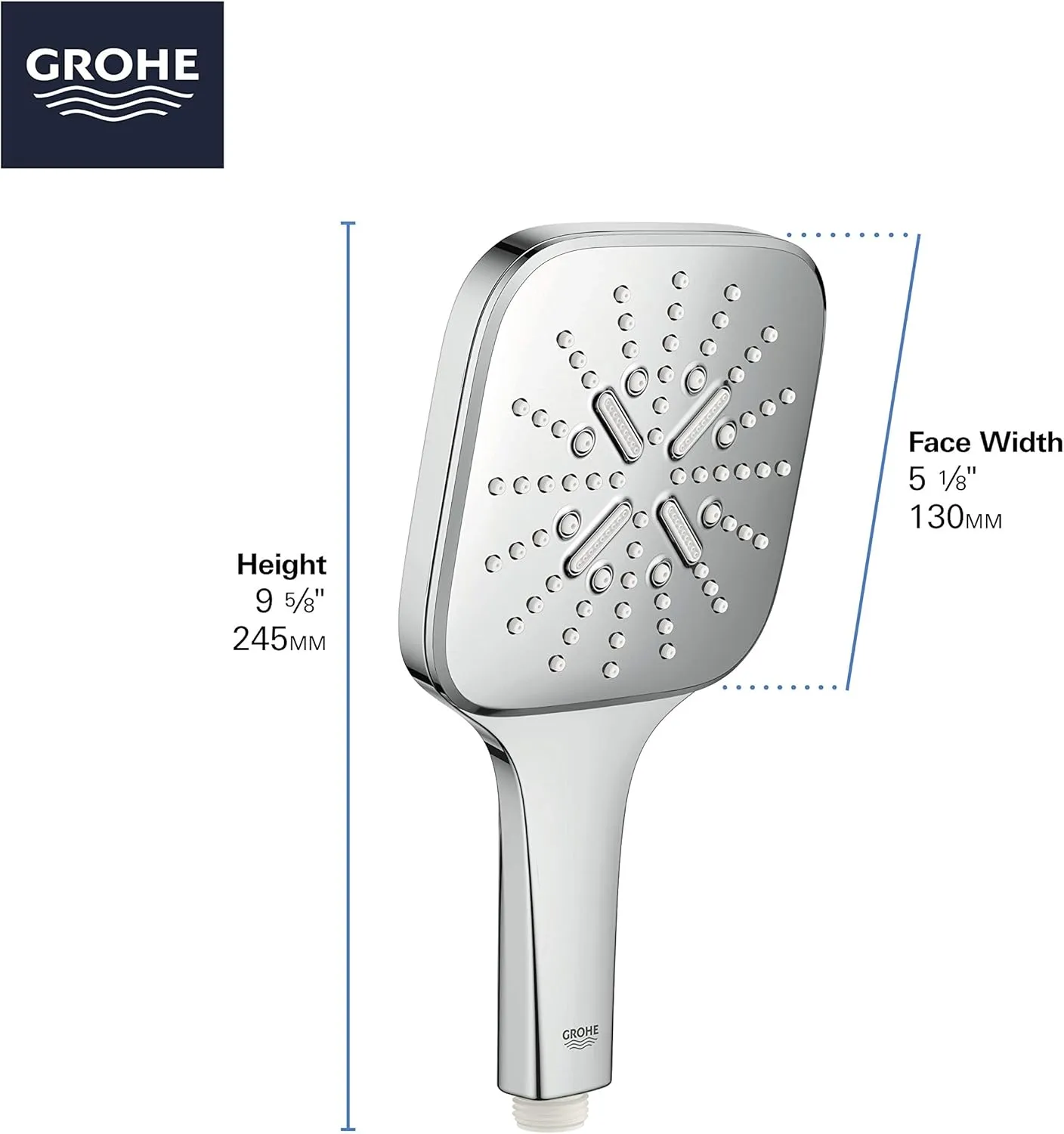 Grohe Rainshower SmartActive Hand Shower, 3 Sprays, 1.75 GPM, Brushed Cool Sunrise