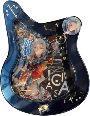 Guitar Ita Bag - Y2K Japanese Backpack for Unisex Women Men with Pin Display Insert Fluorescent Cosplay Black