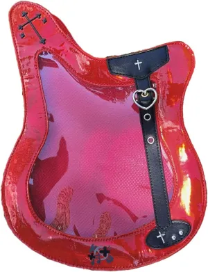 Guitar Ita Bag - Y2K Japanese Backpack for Unisex Women Men with Pin Display Insert Fluorescent Cosplay Red