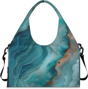 Gym Bag for Women Cracked Marble Style Duffel Bag with Shoe Compartment and Yoga Mat Holder Portable Weekender Bags Travel Tote Bags