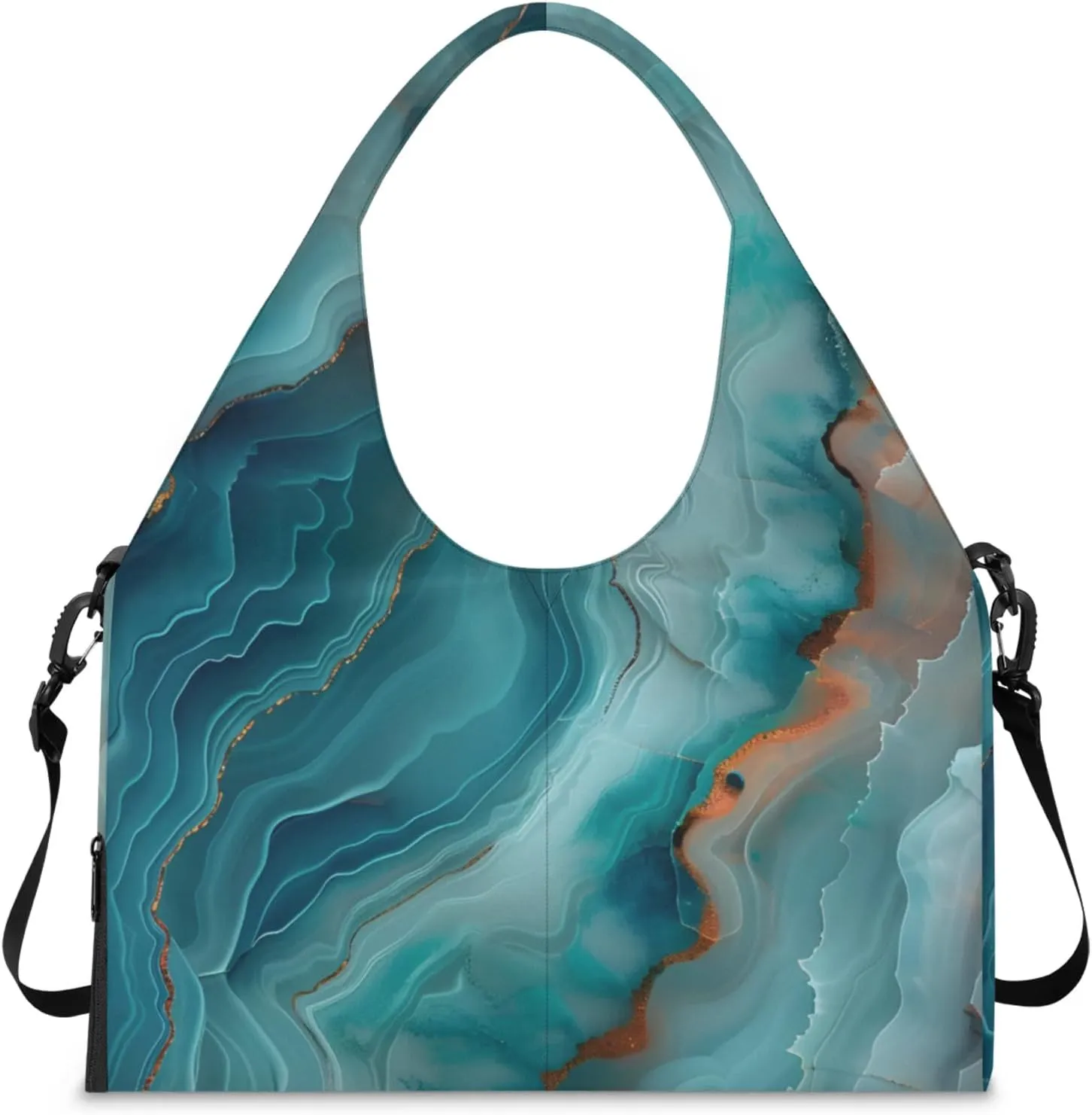 Gym Bag for Women Cracked Marble Style Duffel Bag with Shoe Compartment and Yoga Mat Holder Portable Weekender Bags Travel Tote Bags