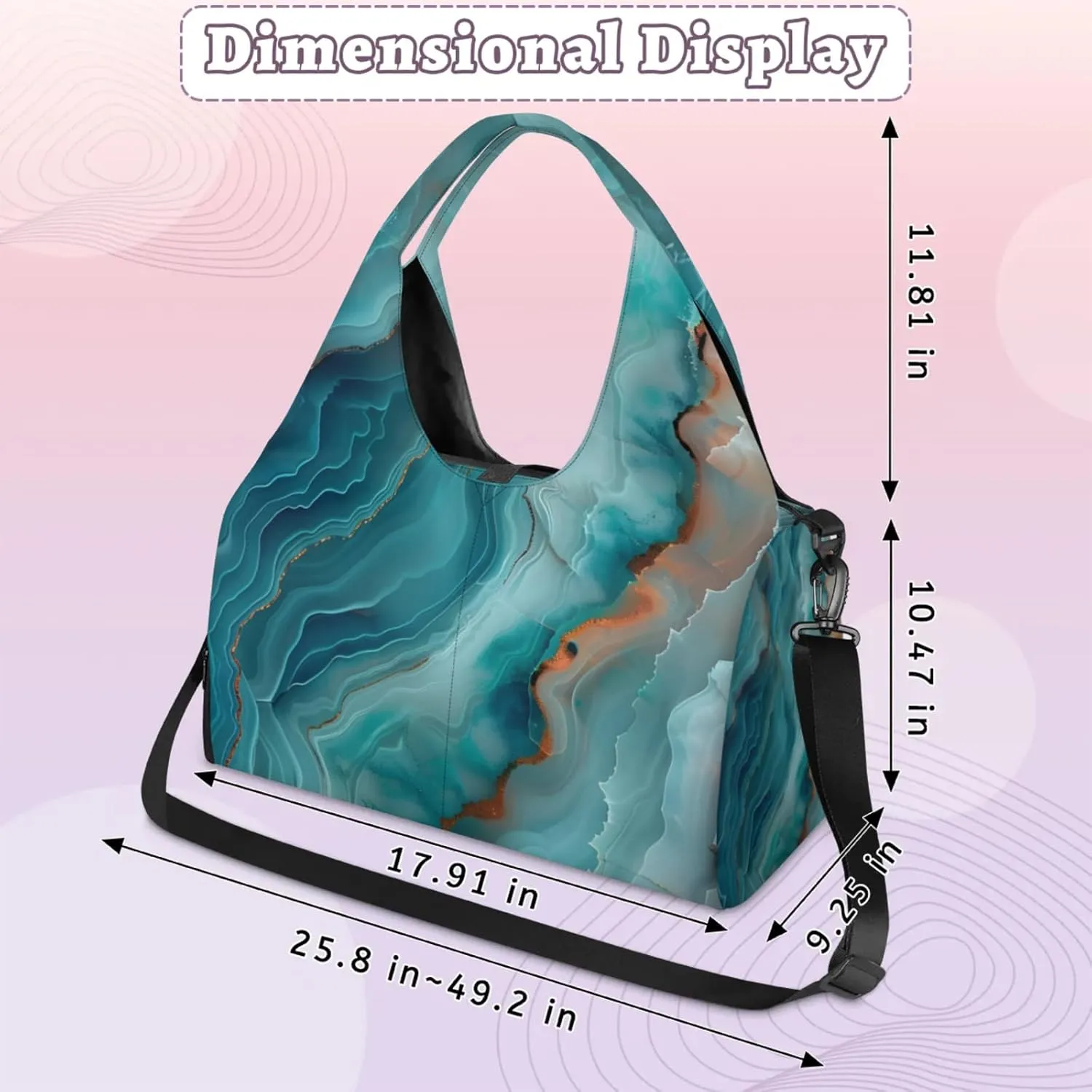 Gym Bag for Women Cracked Marble Style Duffel Bag with Shoe Compartment and Yoga Mat Holder Portable Weekender Bags Travel Tote Bags