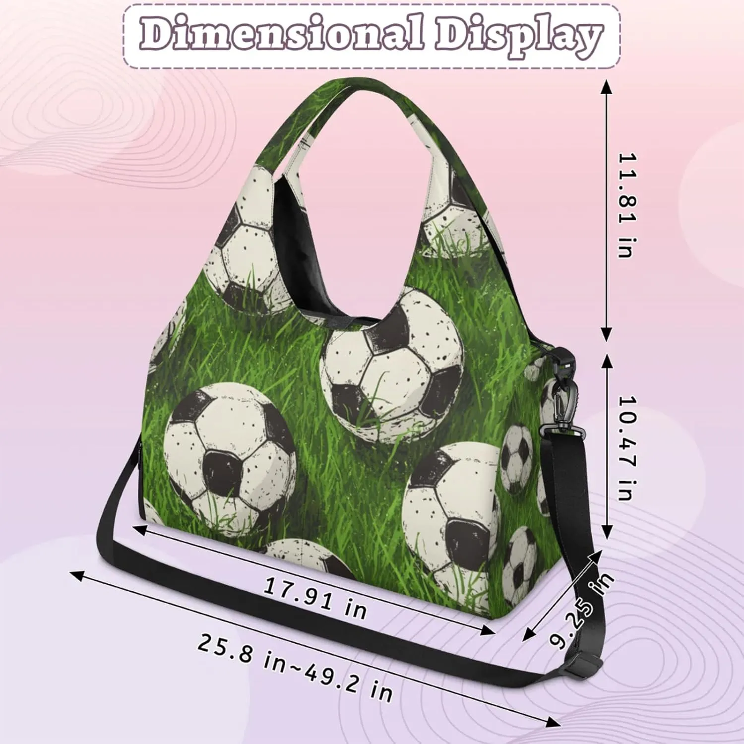 Gym Bag for Women Soccer Lawn Duffel Bag with Shoe Compartment and Yoga Mat Holder Portable Weekender Bags Travel Tote Bags