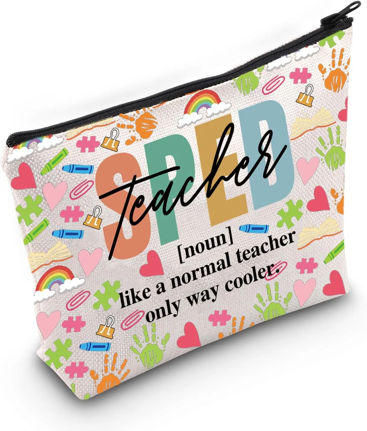 Gzrlyf Sped Teacher Makeup Bag Autism Awareness Special Education Teacher Gifts Iep Gift Thank You Gift Special Ed Cosmetic Bag (SPED teacher noun)