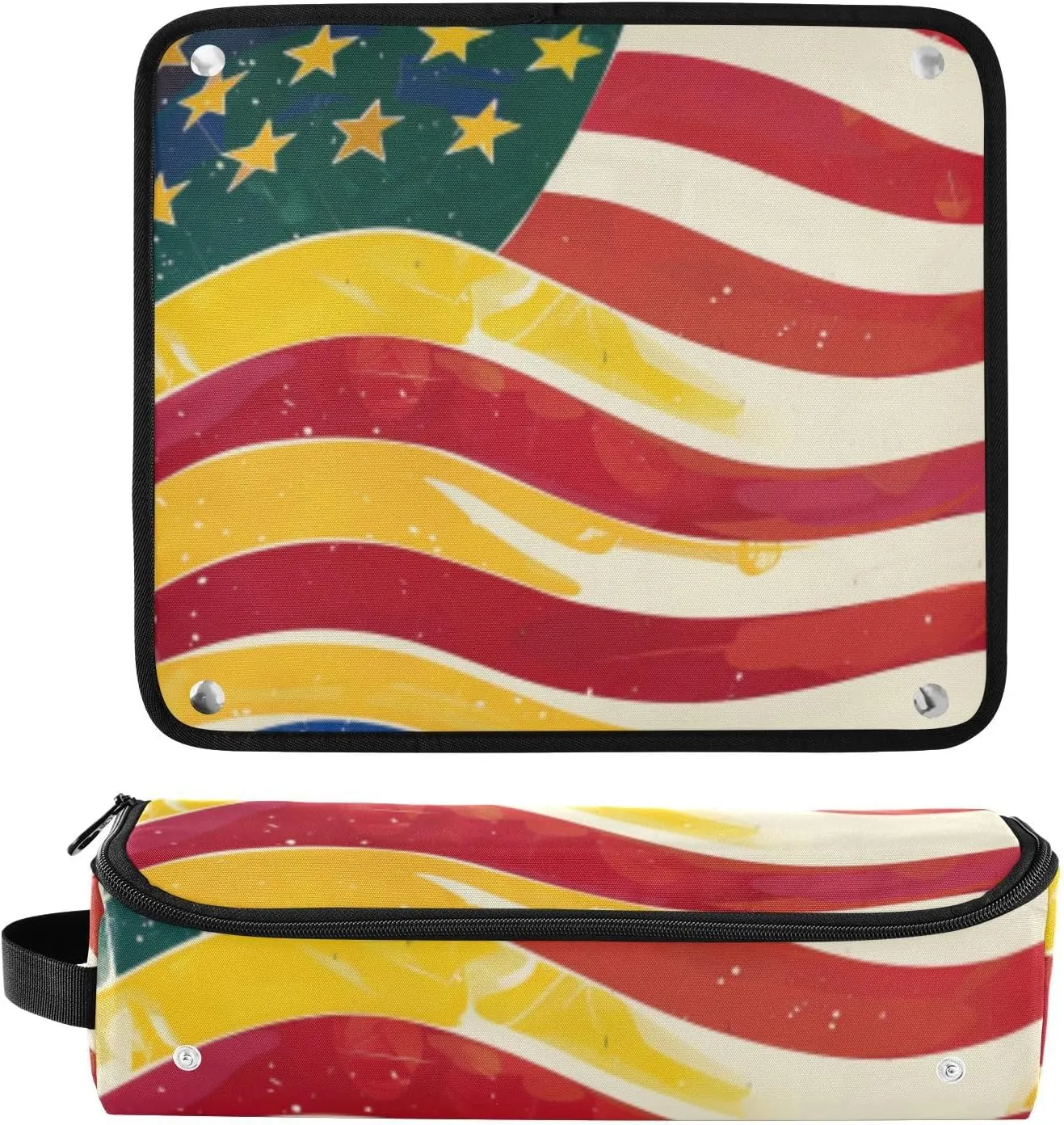 Hair Tools Travel Bag with Heat Resistant Mat Curling Iron Bag for Women Hair Tool Storage Case Straightener Flat Irons Hot Tools Travel Essentials American Flag and Olympics