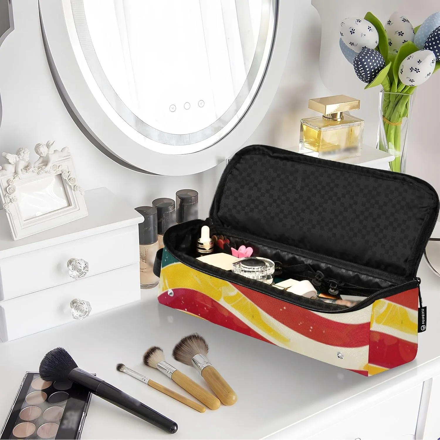 Hair Tools Travel Bag with Heat Resistant Mat Curling Iron Bag for Women Hair Tool Storage Case Straightener Flat Irons Hot Tools Travel Essentials American Flag and Olympics