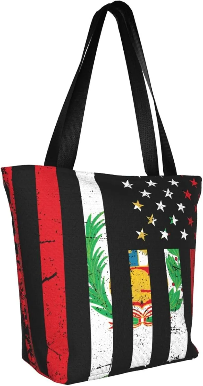 Haiti Flag Pray For Haiti Women's Tote Bag Shoulder Bag Shopping Handbag Large Capacity Handbag With Zipper
