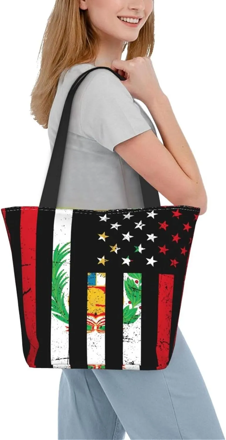Haiti Flag Pray For Haiti Women's Tote Bag Shoulder Bag Shopping Handbag Large Capacity Handbag With Zipper