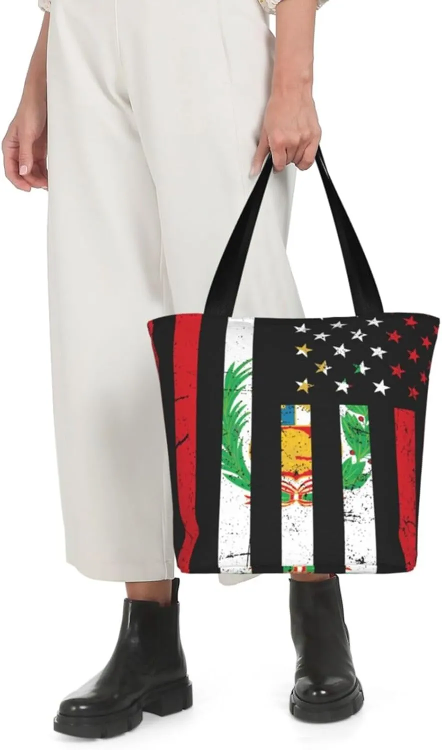 Haiti Flag Pray For Haiti Women's Tote Bag Shoulder Bag Shopping Handbag Large Capacity Handbag With Zipper