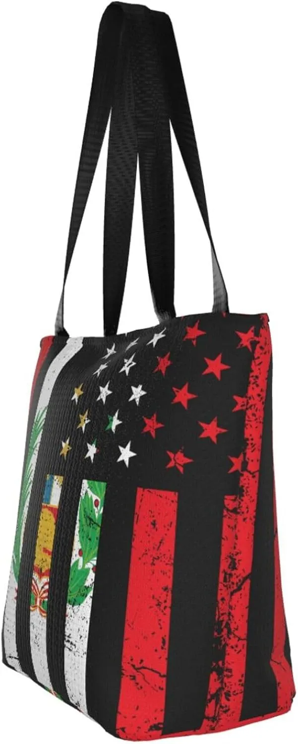 Haiti Flag Pray For Haiti Women's Tote Bag Shoulder Bag Shopping Handbag Large Capacity Handbag With Zipper