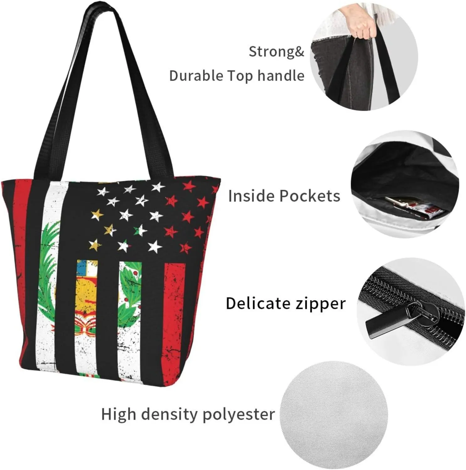 Haiti Flag Pray For Haiti Women's Tote Bag Shoulder Bag Shopping Handbag Large Capacity Handbag With Zipper