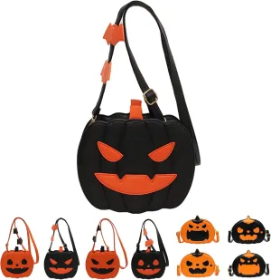 Halloween Purse Pumpkin Purse Crossbody Bag Novelty Devil Shoulder Bag PU Leather Halloween Pumpkin Crossbody Purse