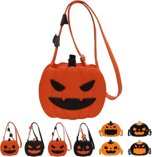Halloween Purse Pumpkin Purse Crossbody Bag Novelty Devil Shoulder Bag PU Leather Halloween Pumpkin Crossbody Purse