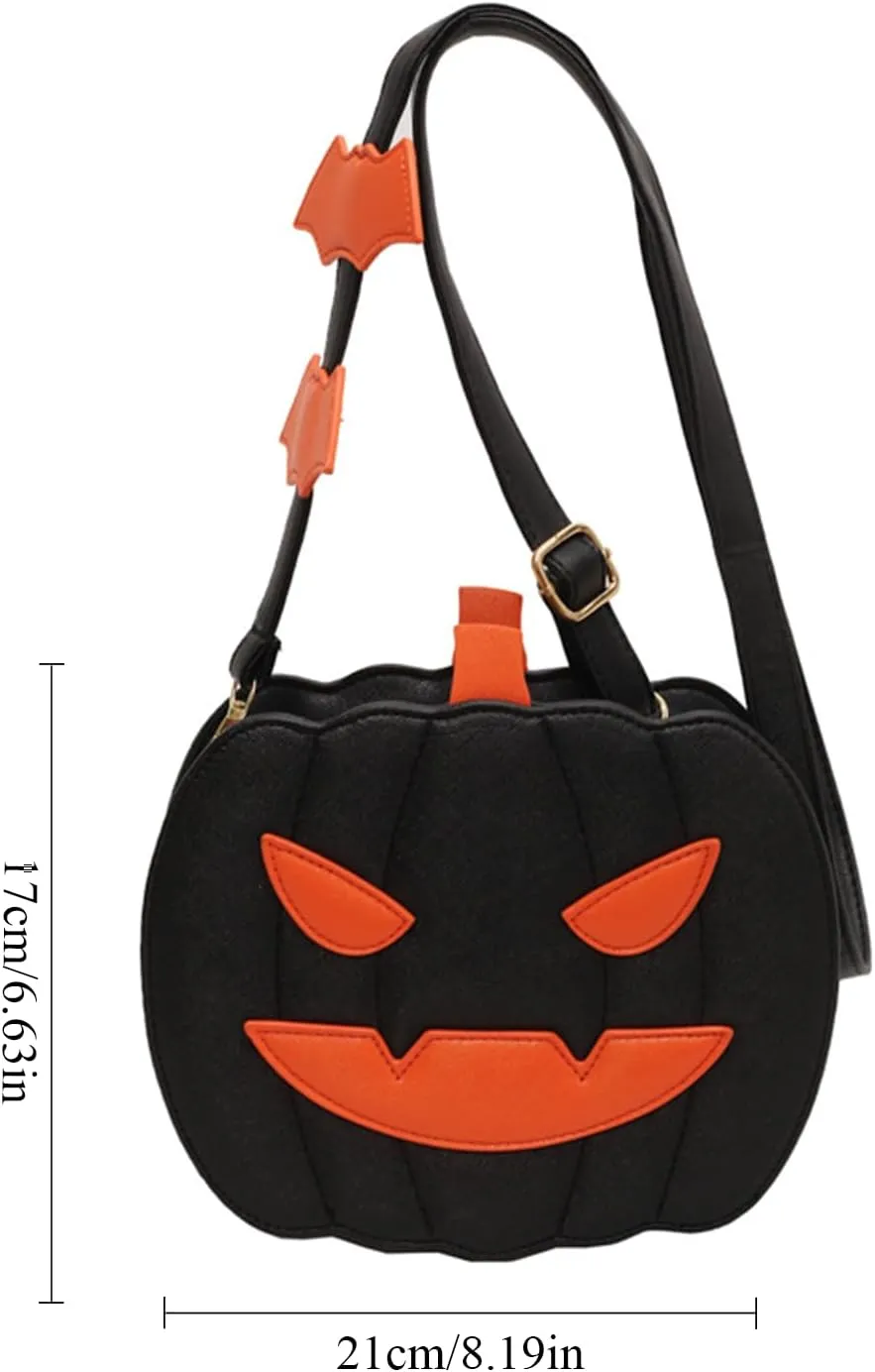 Halloween Purse Pumpkin Purse Crossbody Bag Novelty Devil Shoulder Bag PU Leather Halloween Pumpkin Crossbody Purse