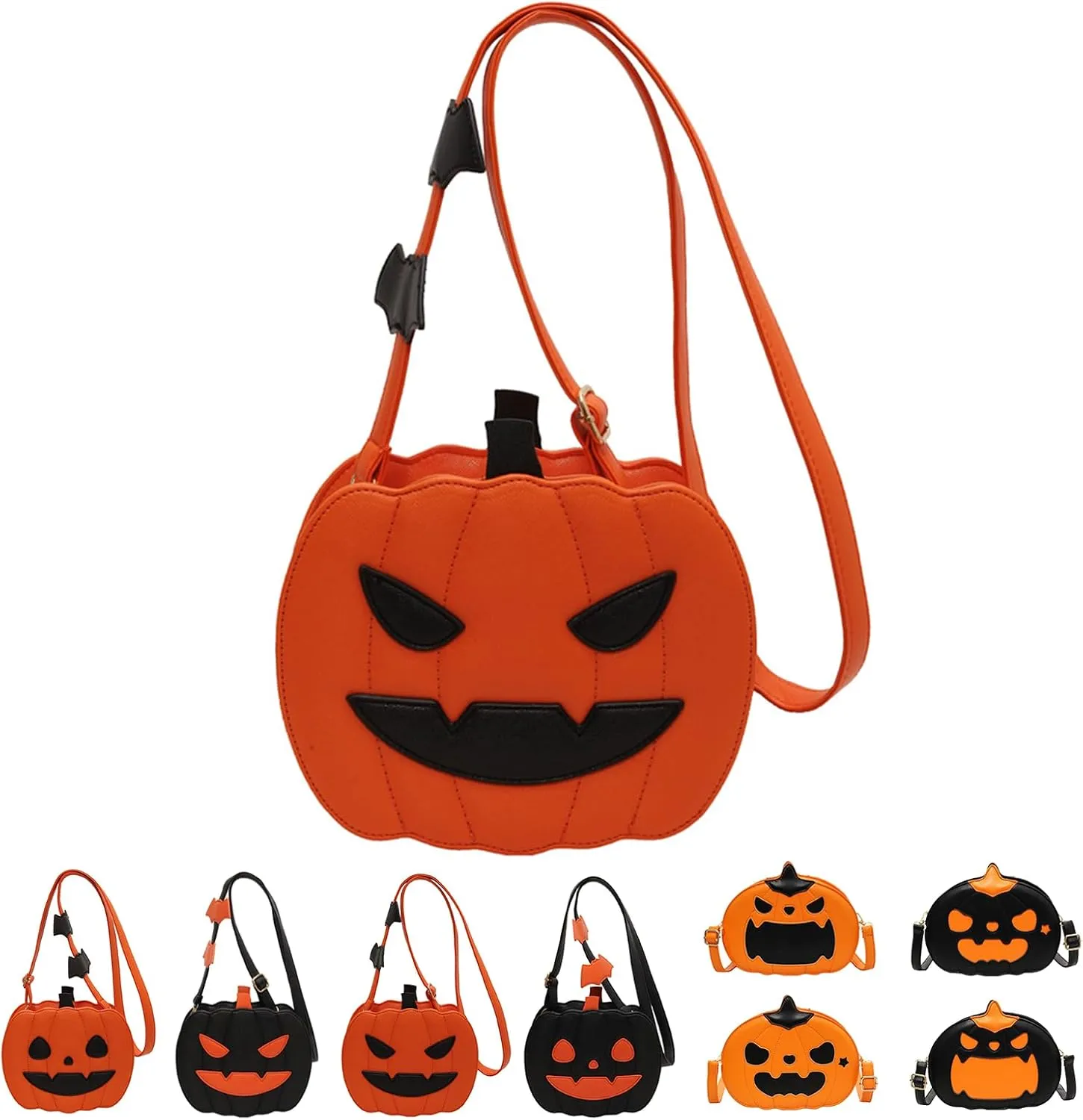 Halloween Purse Pumpkin Purse Crossbody Bag Novelty Devil Shoulder Bag PU Leather Halloween Pumpkin Crossbody Purse