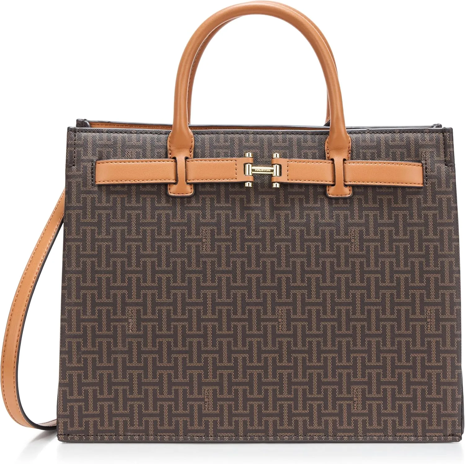 Halston Jerry Signature Logo Top Zip Satchel