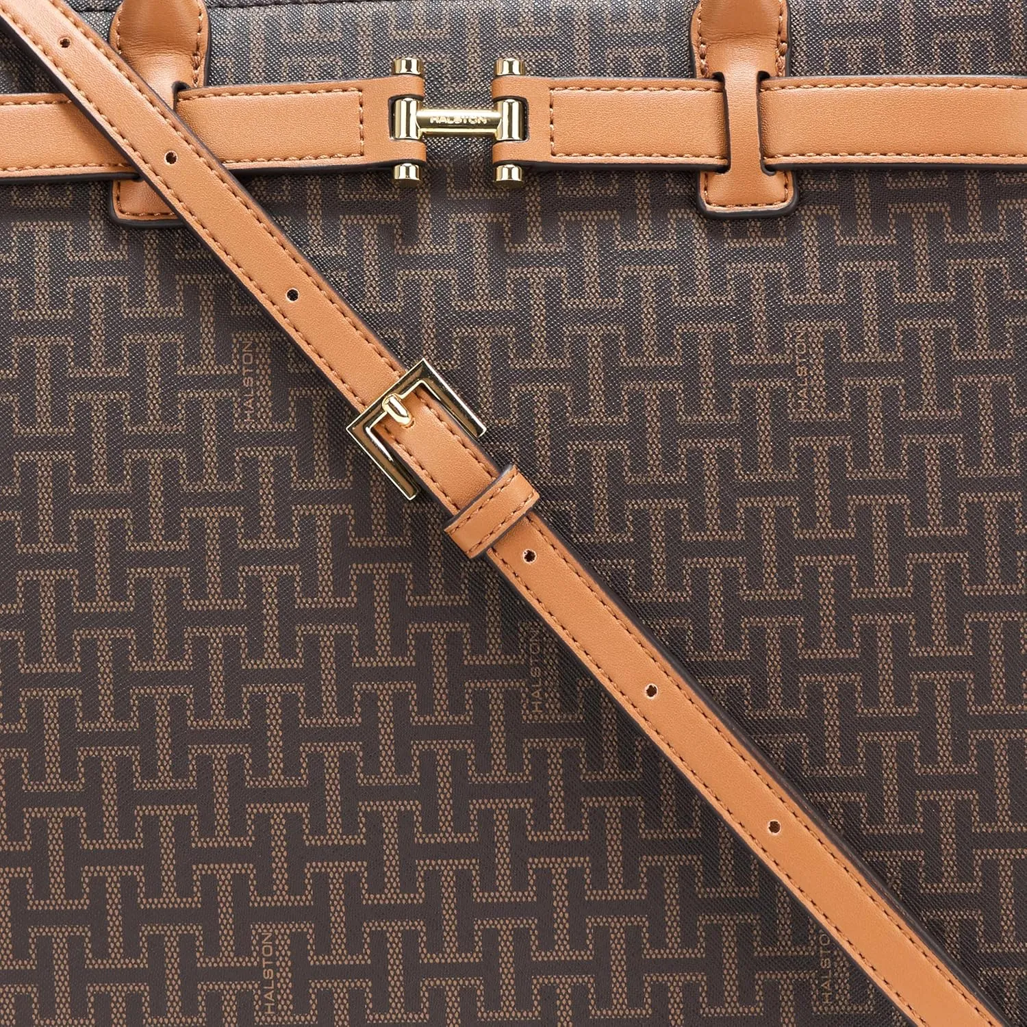 Halston Jerry Signature Logo Top Zip Satchel