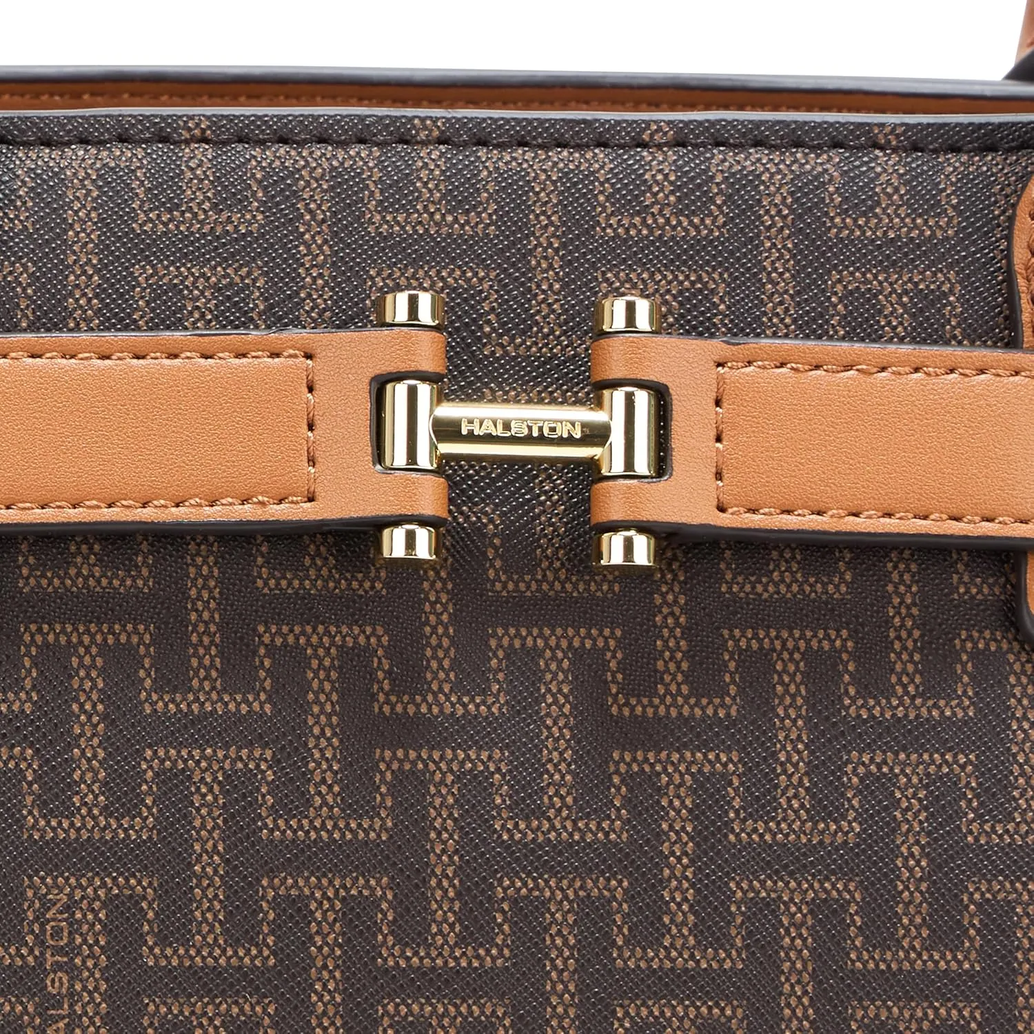 Halston Jerry Signature Logo Top Zip Satchel