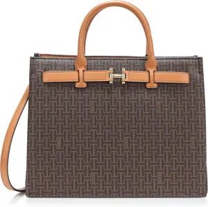 Halston Jerry Signature Logo Top Zip Satchel