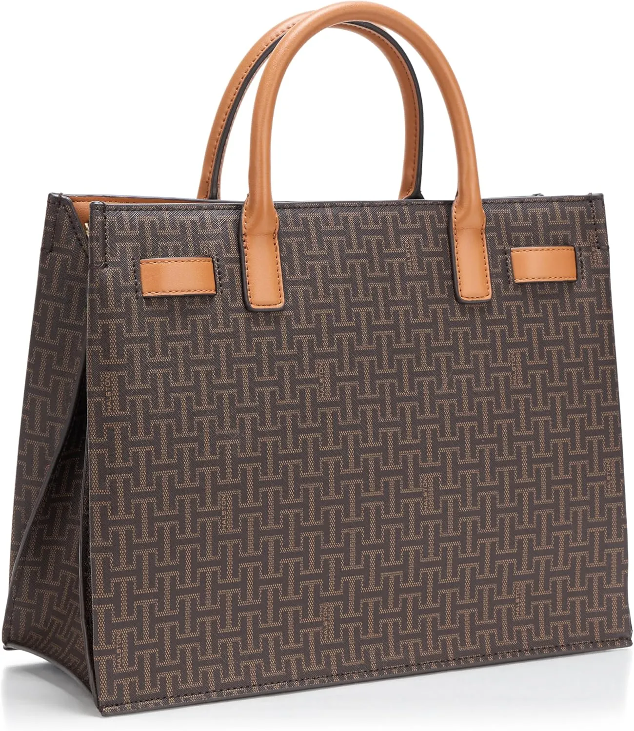 Halston Jerry Signature Logo Top Zip Satchel